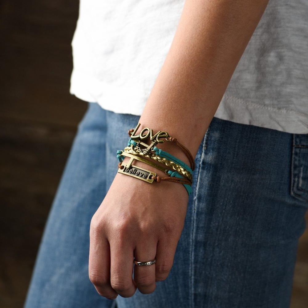 Christian Love Bracelet with Cross & Anchor - Picture 2 of 3